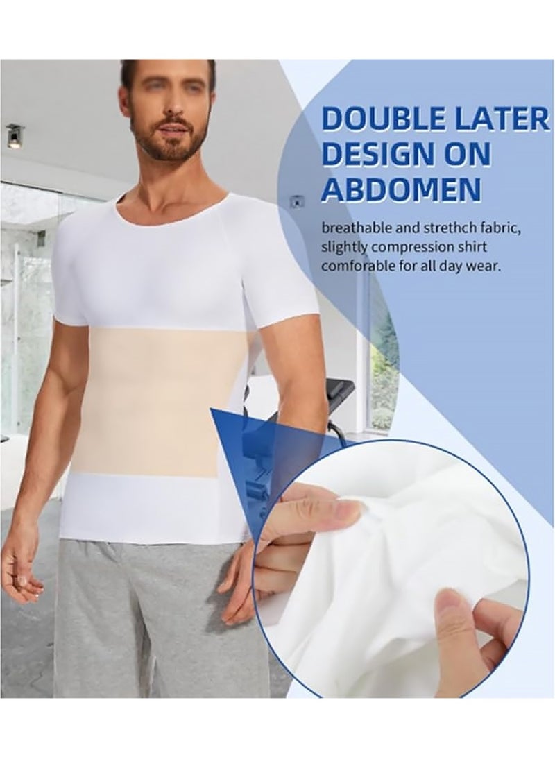 يوجي الرجال جسم التخسيس شكل ضغط قميص لللياقة البدنية شكل الرجال النساء البطن ضغط التحكم في البطن التخسيس تي شيرت قميص دبابة أعلى (XL) - Image 4